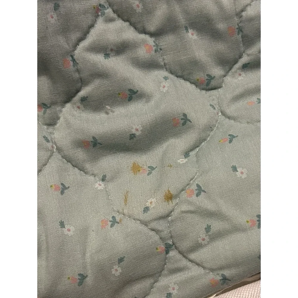 Vintage Sears Cottagecore Full Green‎ Floral Ruffle Bedspread Sheets Pillow Case